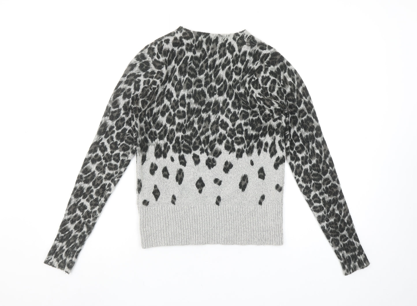 Oasis Women’s Grey Leopard Print Pullover Jumper XS