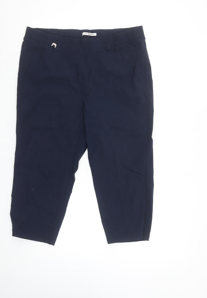Punt Roma Women’s Navy Blue Cropped Trousers Size L Cotton Blend