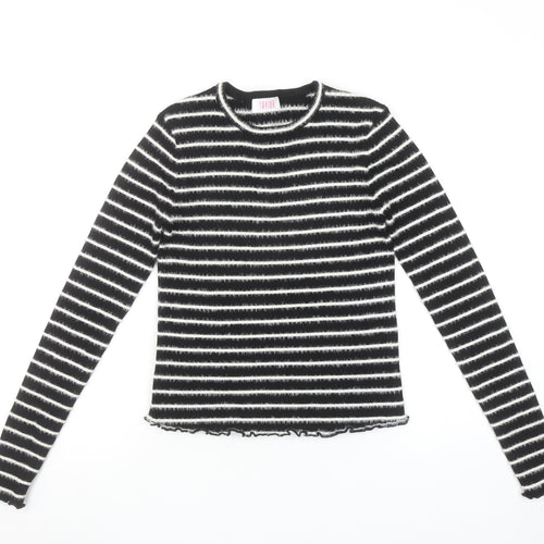 Savida Women’s Black White Striped Long Sleeve Knit Top Size 10