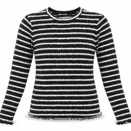 Savida Women’s Black White Striped Long Sleeve Knit Top Size 10