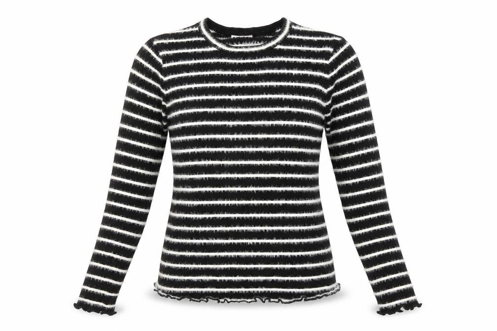 Savida Women’s Black White Striped Long Sleeve Knit Top Size 10