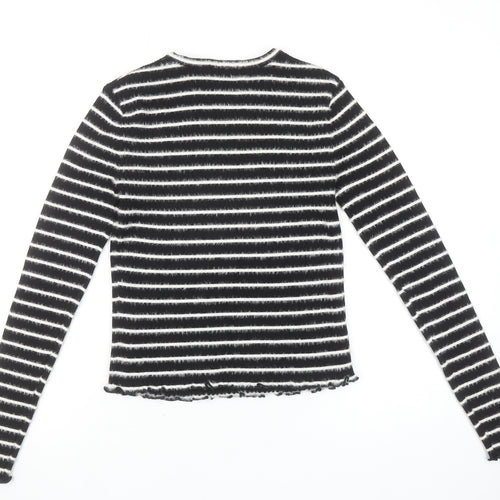 Savida Women’s Black White Striped Long Sleeve Knit Top Size 10