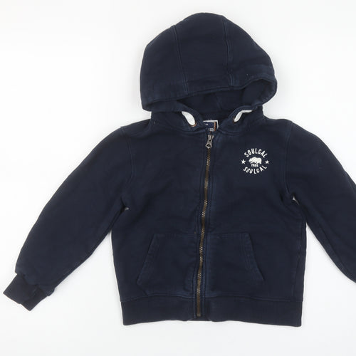 SoulCal Boys Navy Full Zip Hoodie 7-8 Years Cotton Blend Casual