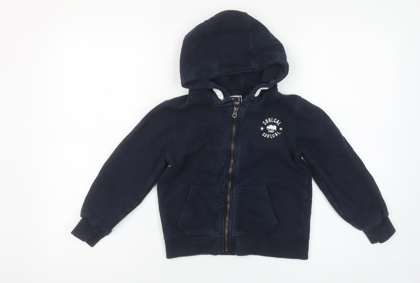 SoulCal Boys Navy Full Zip Hoodie 7-8 Years Cotton Blend Casual