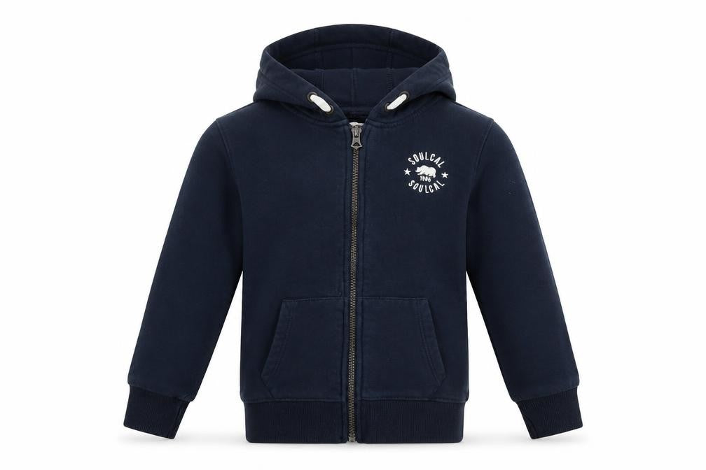 SoulCal Boys Navy Full Zip Hoodie 7-8 Years Cotton Blend Casual