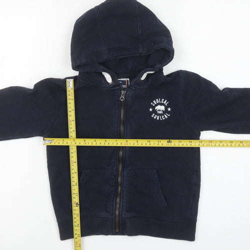 SoulCal Boys Navy Full Zip Hoodie 7-8 Years Cotton Blend Casual