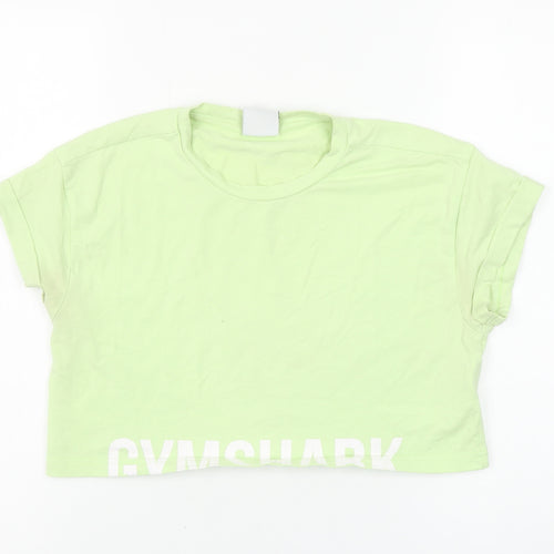 Gymshark Women's Green Cropped T-Shirt Size S Regular Fit