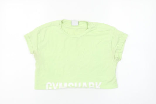 Gymshark Women's Green Cropped T-Shirt Size S Regular Fit