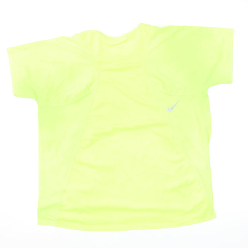 Nike Women's Yellow Dri-FIT Short Sleeve Athletic T-Shirt XL