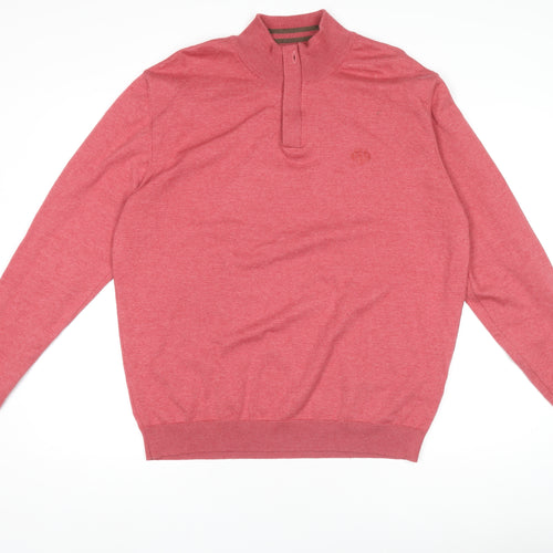 Paul Costelloe Women’s Red Henley High Neck Jumper 2XL
