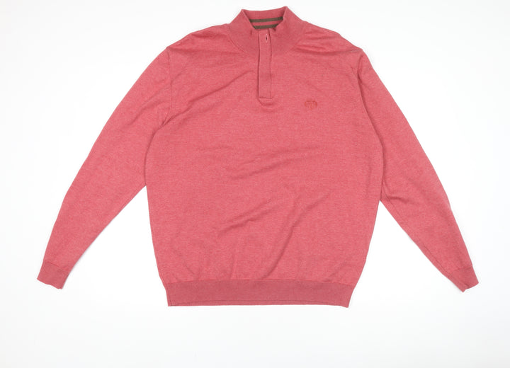 Paul Costelloe Women’s Red Henley High Neck Jumper 2XL
