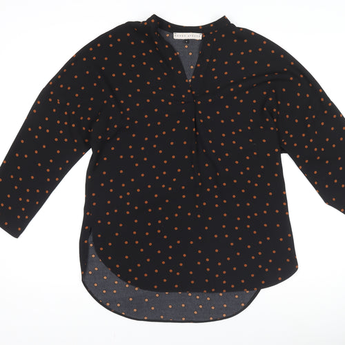 Rowen Avenue Women's Black Polka Dot Long Sleeve Blouse Size 8