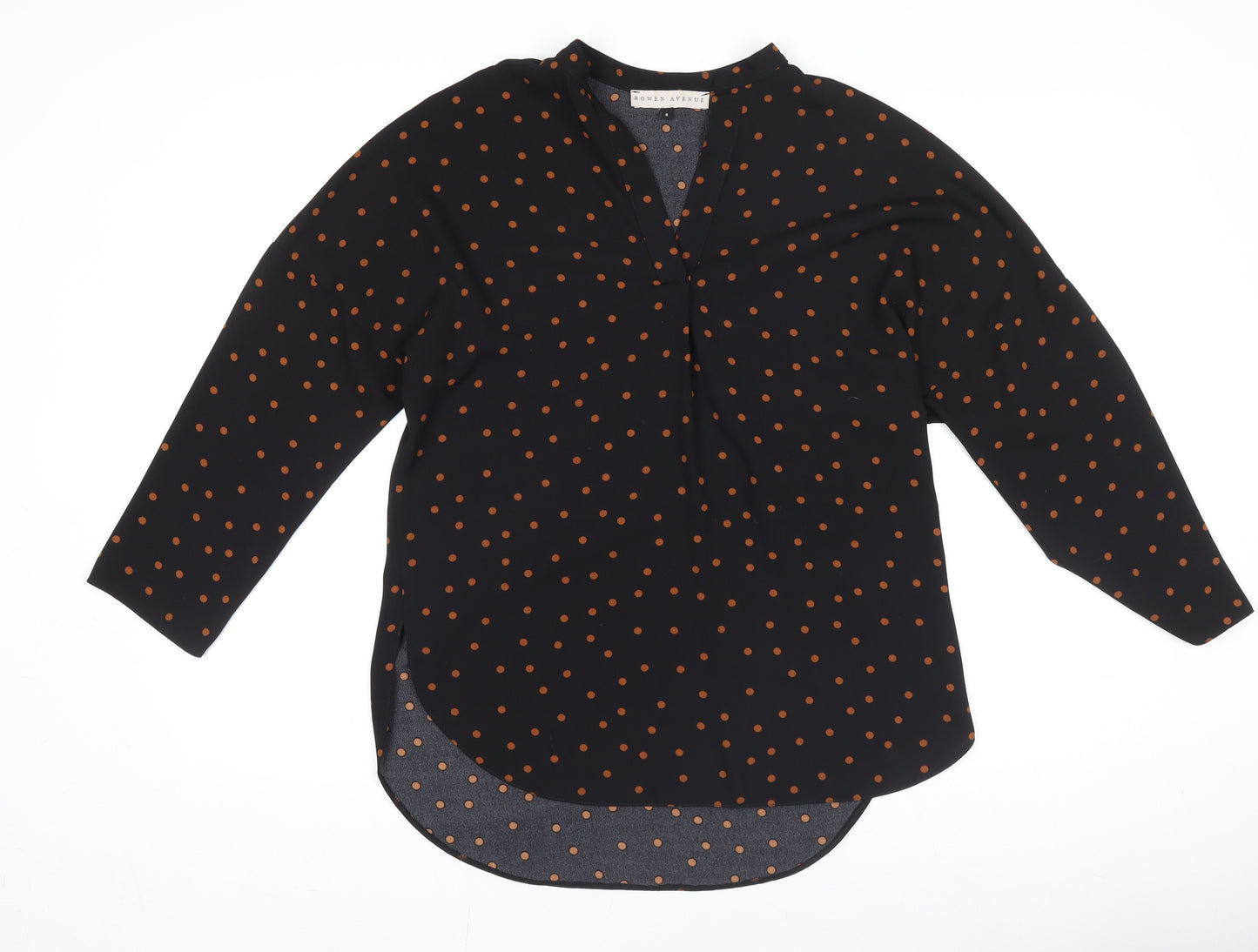 Rowen Avenue Women's Black Polka Dot Long Sleeve Blouse Size 8
