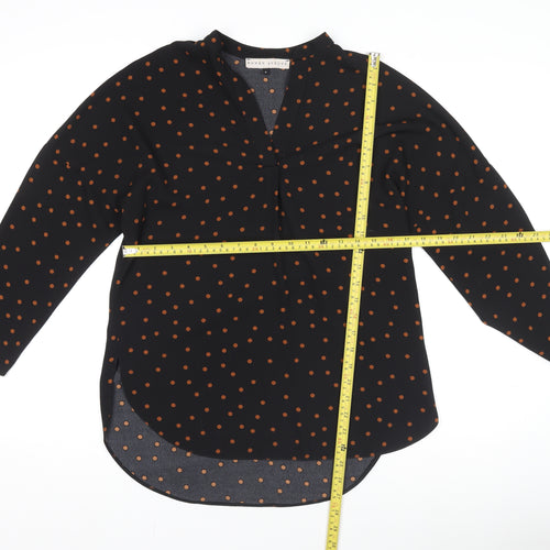 Rowen Avenue Women's Black Polka Dot Long Sleeve Blouse Size 8