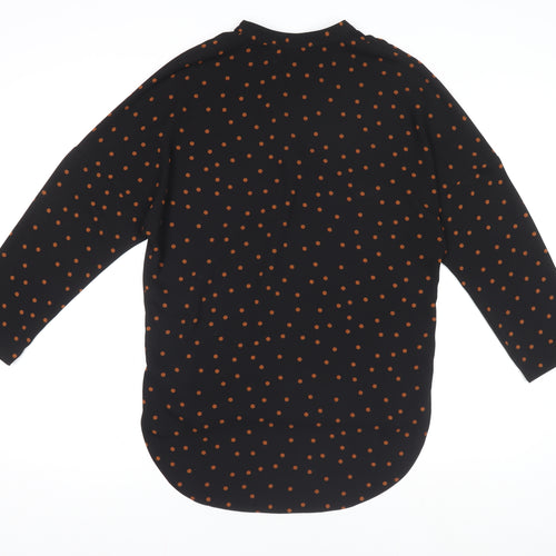 Rowen Avenue Women's Black Polka Dot Long Sleeve Blouse Size 8