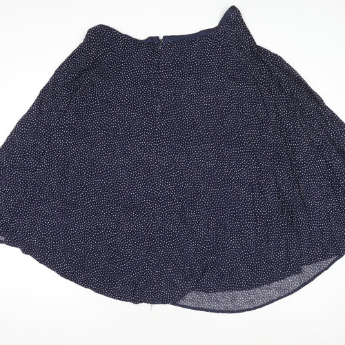 Monsoon Women Blue Polka Dot A-Line Knee Length Skirt Size 16