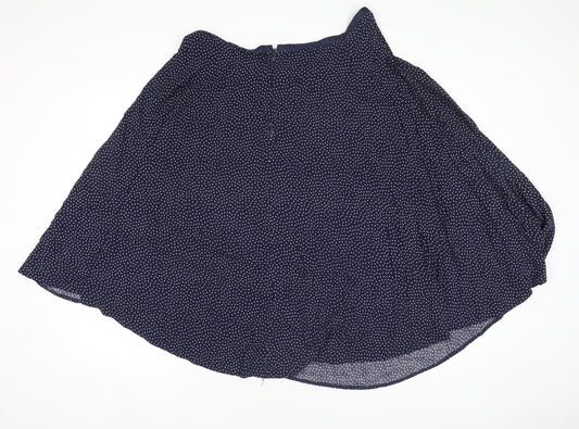 Monsoon Women Blue Polka Dot A-Line Knee Length Skirt Size 16