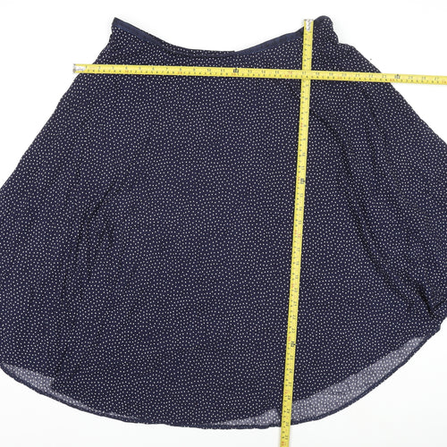 Monsoon Women Blue Polka Dot A-Line Knee Length Skirt Size 16