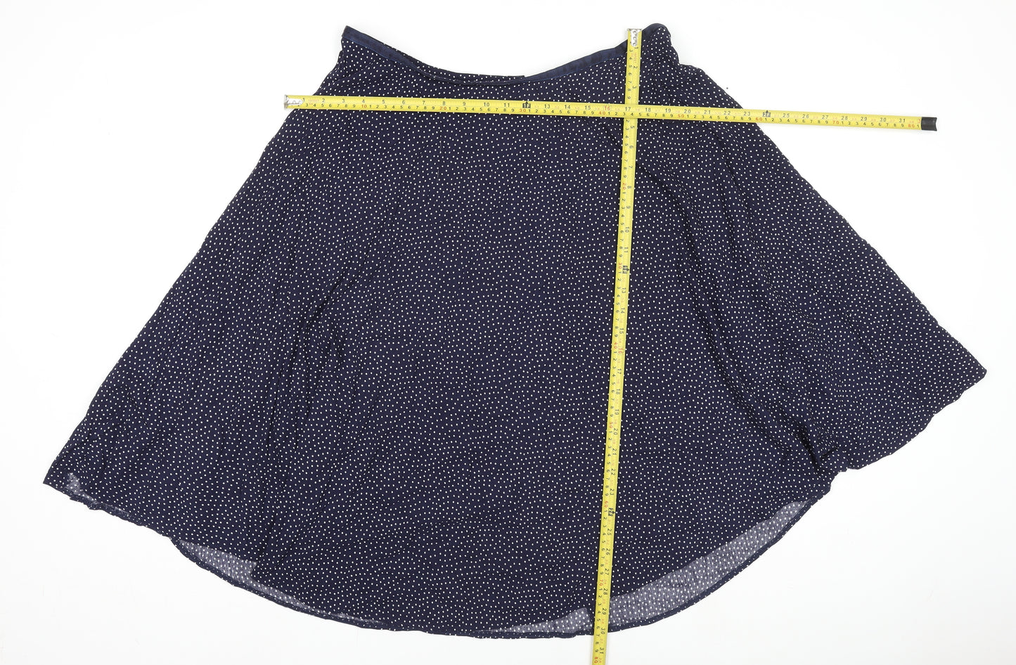 Monsoon Women Blue Polka Dot A-Line Knee Length Skirt Size 16