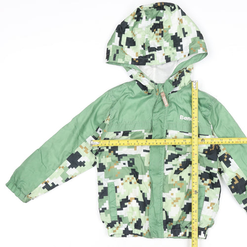 Bench Boys Green Camouflage Windbreaker Jacket 4-5 Years Hooded Zip Up