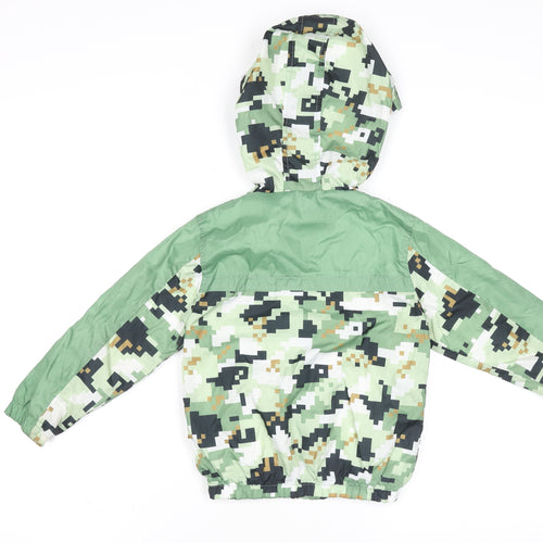 Bench Boys Green Camouflage Windbreaker Jacket 4-5 Years Hooded Zip Up