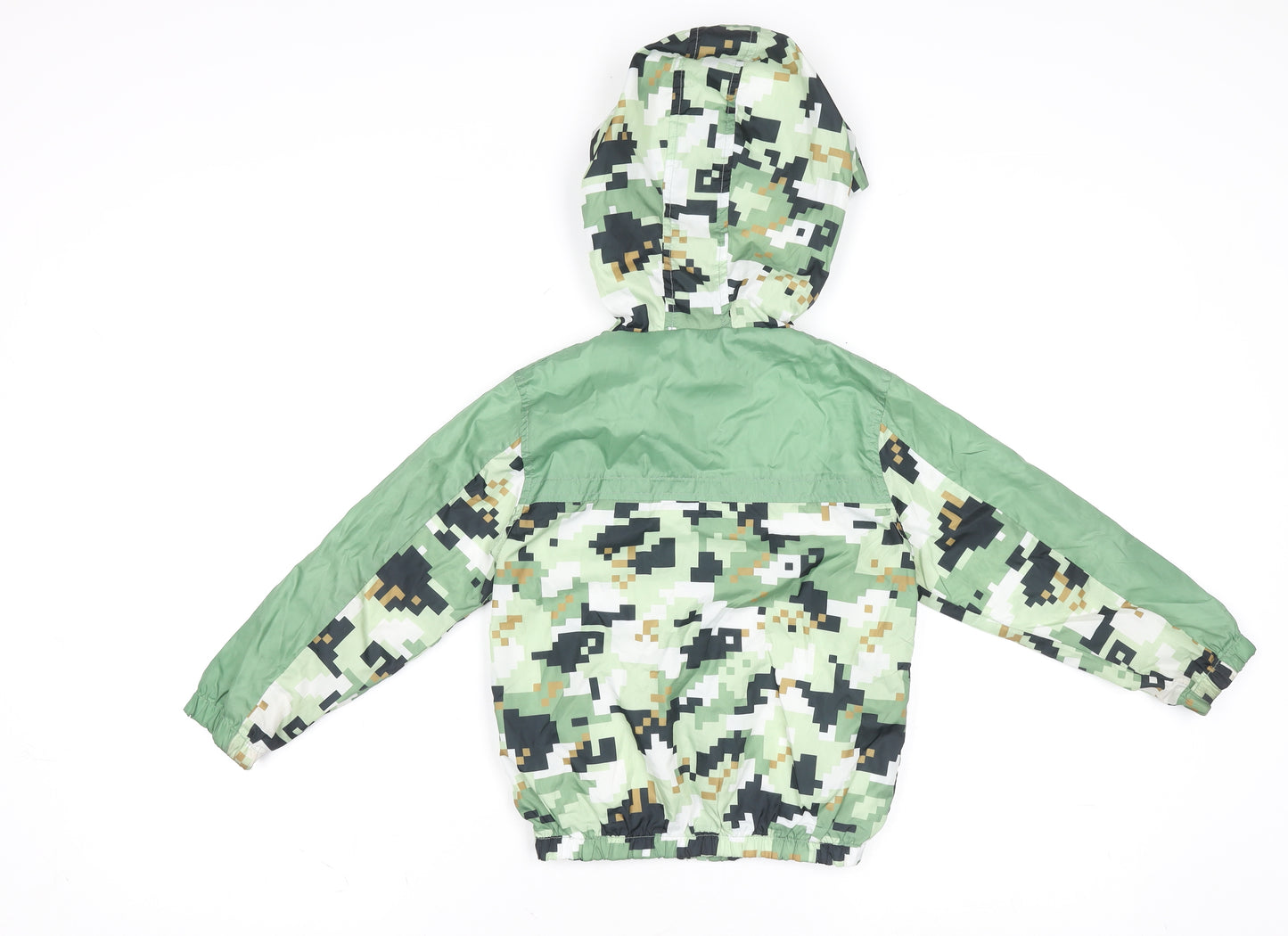 Bench Boys Green Camouflage Windbreaker Jacket 4-5 Years Hooded Zip Up