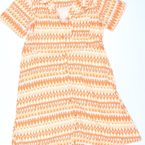 Marks and Spencer Women Orange Geometric Shift Dress Size 14