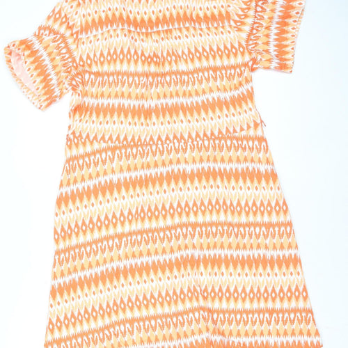 Marks and Spencer Women Orange Geometric Shift Dress Size 14