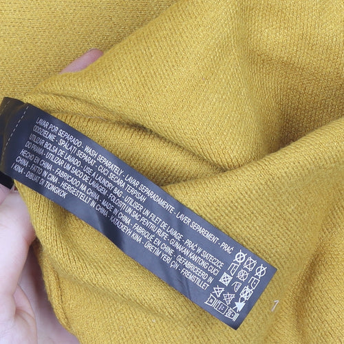 Zara Womens Yellow Knit Mock Neck Short Sleeve Top Size M