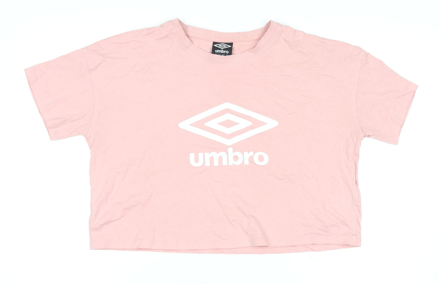 Umbro Women Pink Cropped T-Shirt Medium Cotton Sportswear