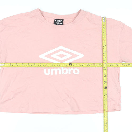 Umbro Women Pink Cropped T-Shirt Medium Cotton Sportswear