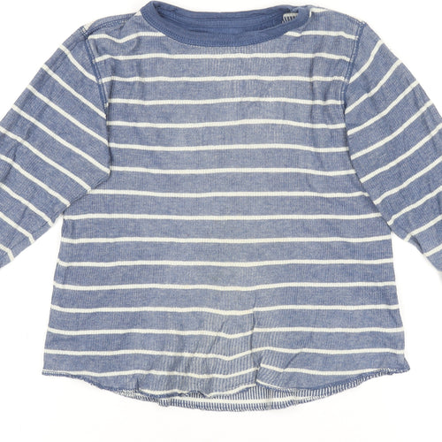 Gap Kids Boys Blue Striped Long Sleeve Cotton T-Shirt XS (4-5 Years)