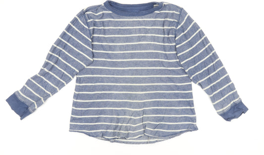 Front view of Gap Kids boys’ blue striped long sleeve cotton t-shirt xs (4-5 years)
