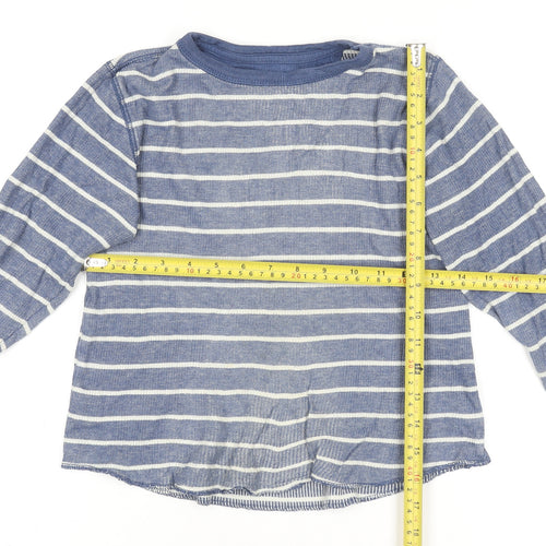 Gap Kids Boys Blue Striped Long Sleeve Cotton T-Shirt XS (4-5 Years)