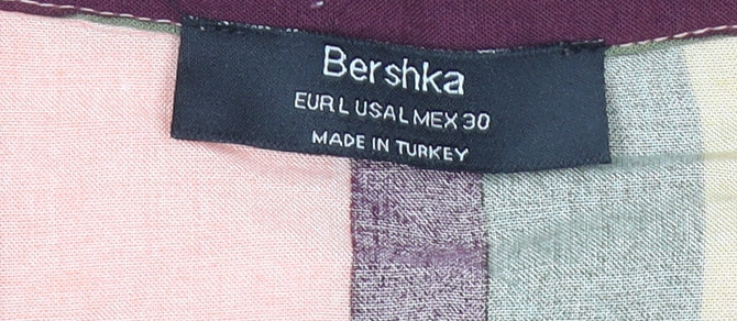 Bershka Women’s Multicoloured Striped Crop Blouse L Viscose