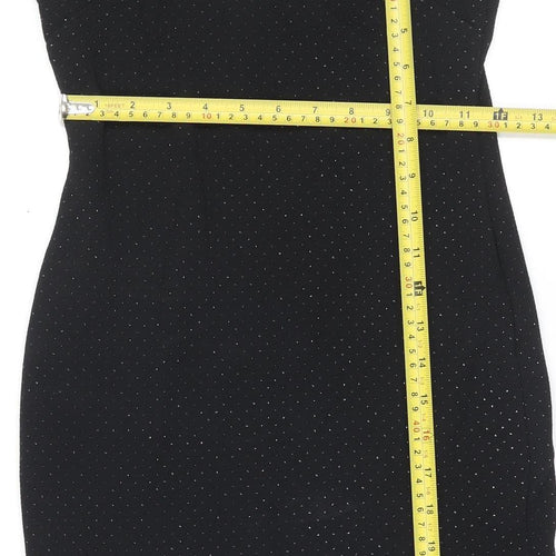 Topshop Women’s Black Glitter Slip Dress Size 8 Party Mini