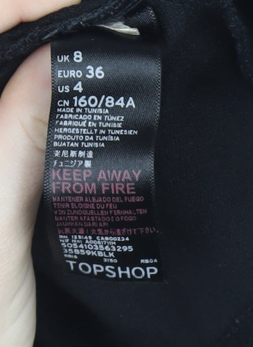 Topshop Women’s Black Glitter Slip Dress Size 8 Party Mini