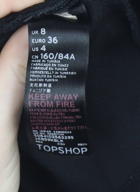 Topshop Women’s Black Glitter Slip Dress Size 8 Party Mini