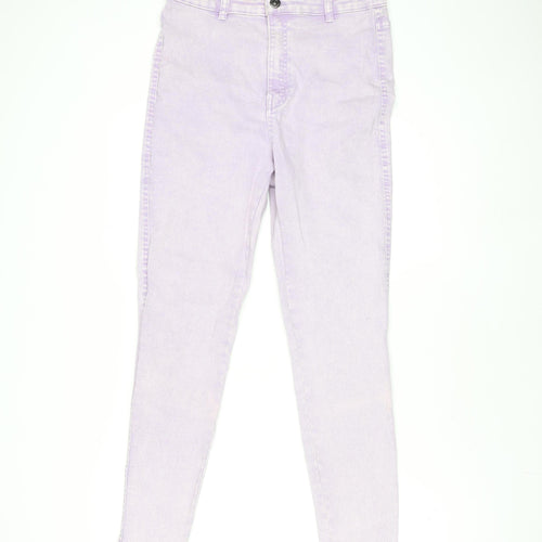Bershka Womens Purple Skinny High Rise Stretch Denim Jeans Size 14
