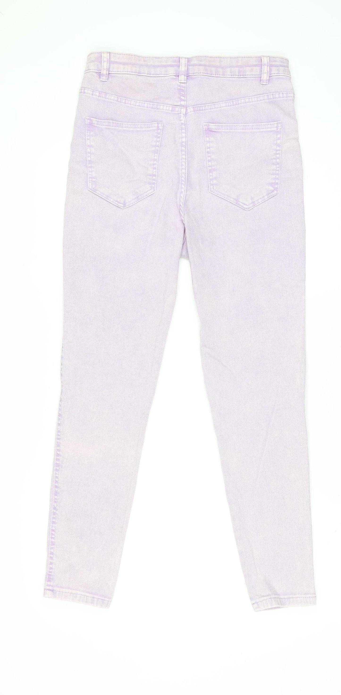 Bershka Womens Purple Skinny High Rise Stretch Denim Jeans Size 14