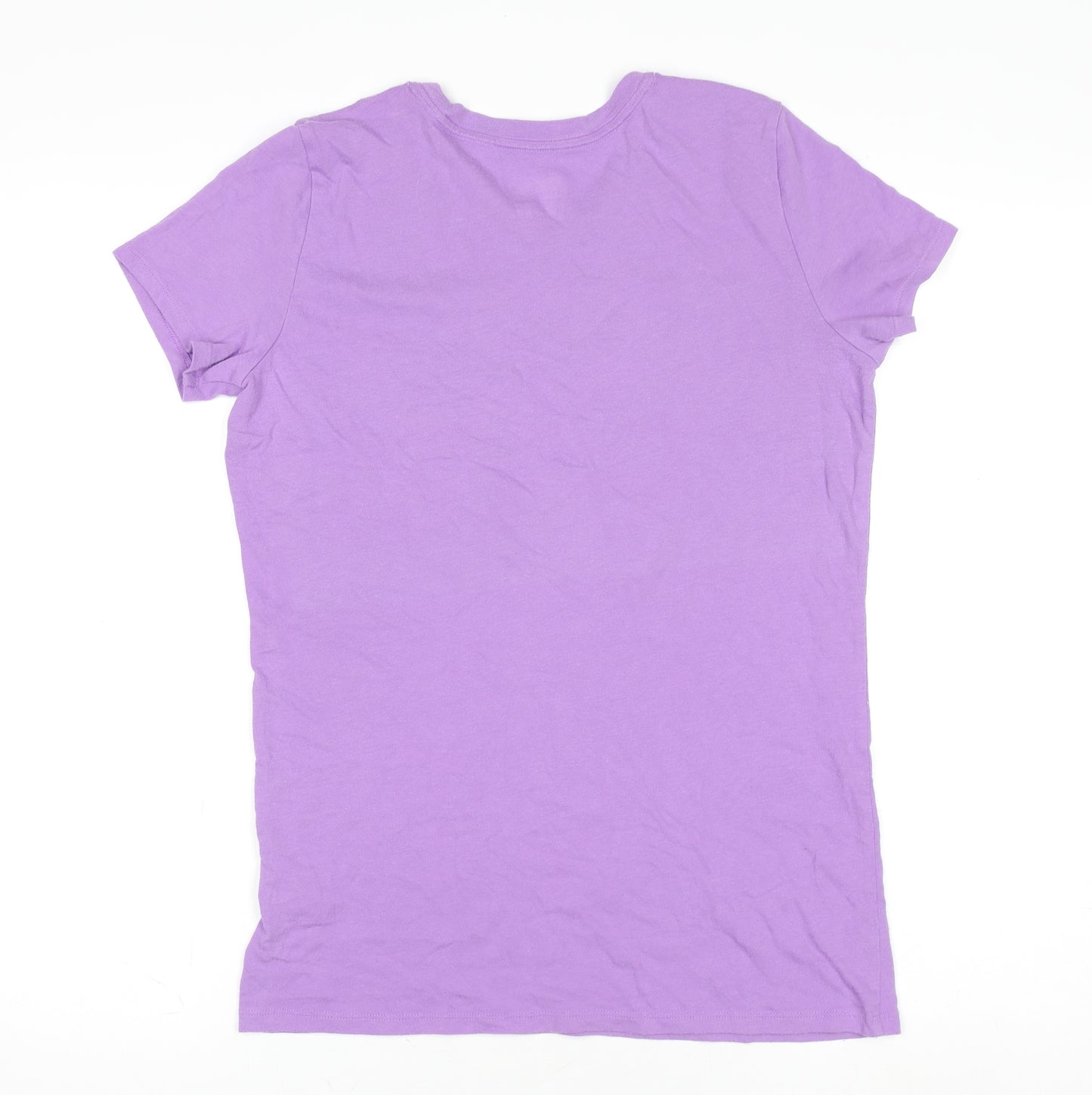 Pink Girls Purple XS Basic Crew Neck Short Sleeve Cotton T-Shirt