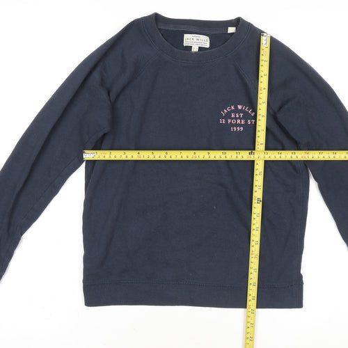 Jack Wills Women's Blue Crew Neck Cotton Pullover Jumper UK 8