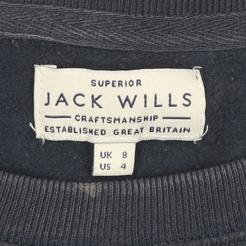 Jack Wills Women's Blue Crew Neck Cotton Pullover Jumper UK 8