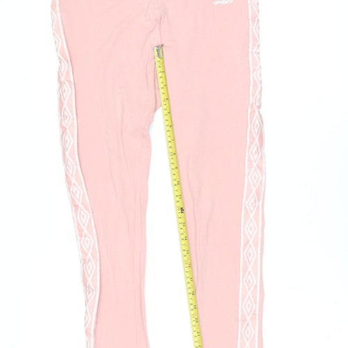 Umbro Women's Pink L Ankle Sports Leggings with Side Stripe