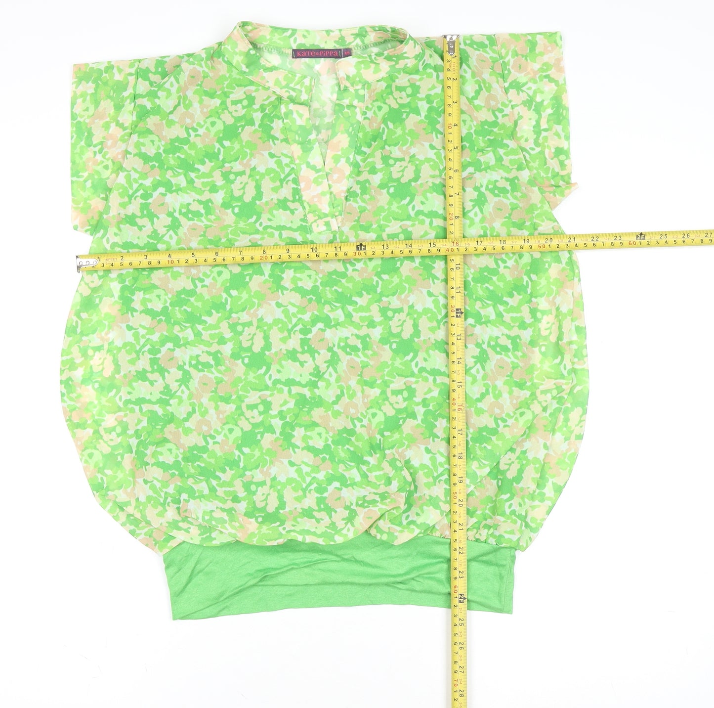 Kate & Pippa Women's Green Floral Tunic Blouse Size S