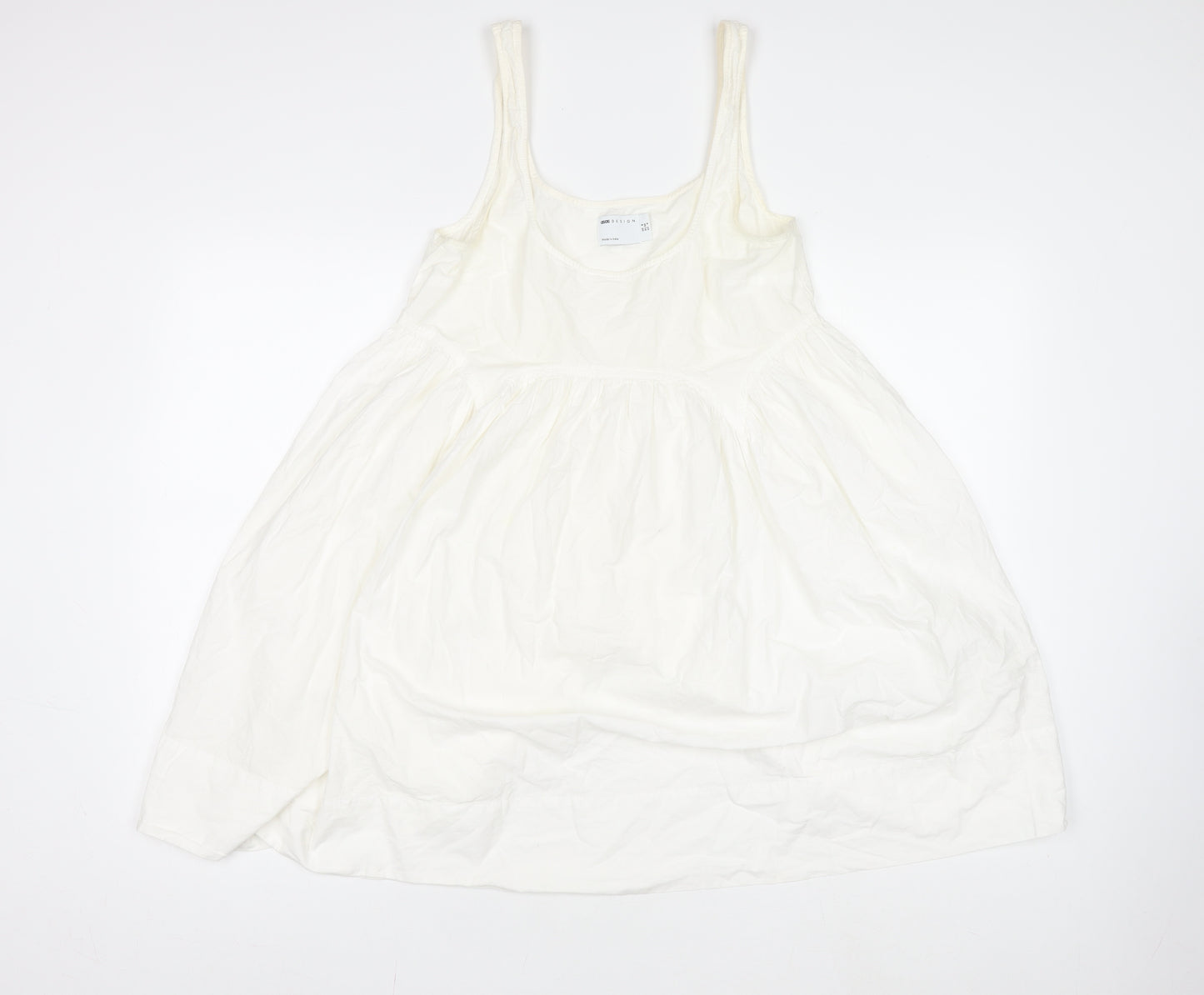 ASOS DESIGN Women’s White Cotton Slip Dress Size 8 Sleeveless Summer