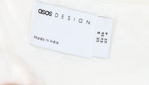 ASOS DESIGN Women’s White Cotton Slip Dress Size 8 Sleeveless Summer