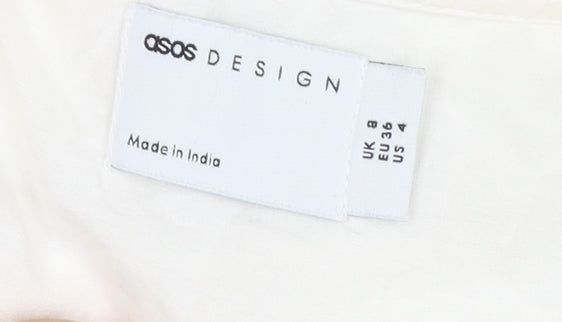 ASOS DESIGN Women’s White Cotton Slip Dress Size 8 Sleeveless Summer