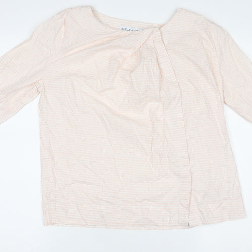 Kelly & Grace Women's Beige Tunic Blouse M 3/4 Sleeve Cotton Blend