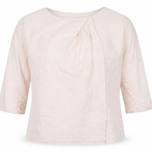 Kelly & Grace Women's Beige Tunic Blouse M 3/4 Sleeve Cotton Blend